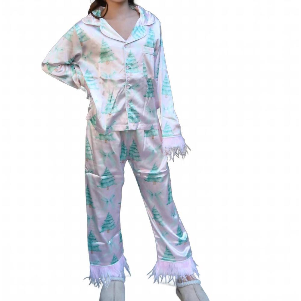 NEW MINI DREAMERS girls christmas tree feather silky set in pink multi